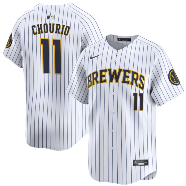 Men's Milwaukee Brewers #11 Jackson Chourio White 2024 Alternate Limited Stitched Baseball Jersey